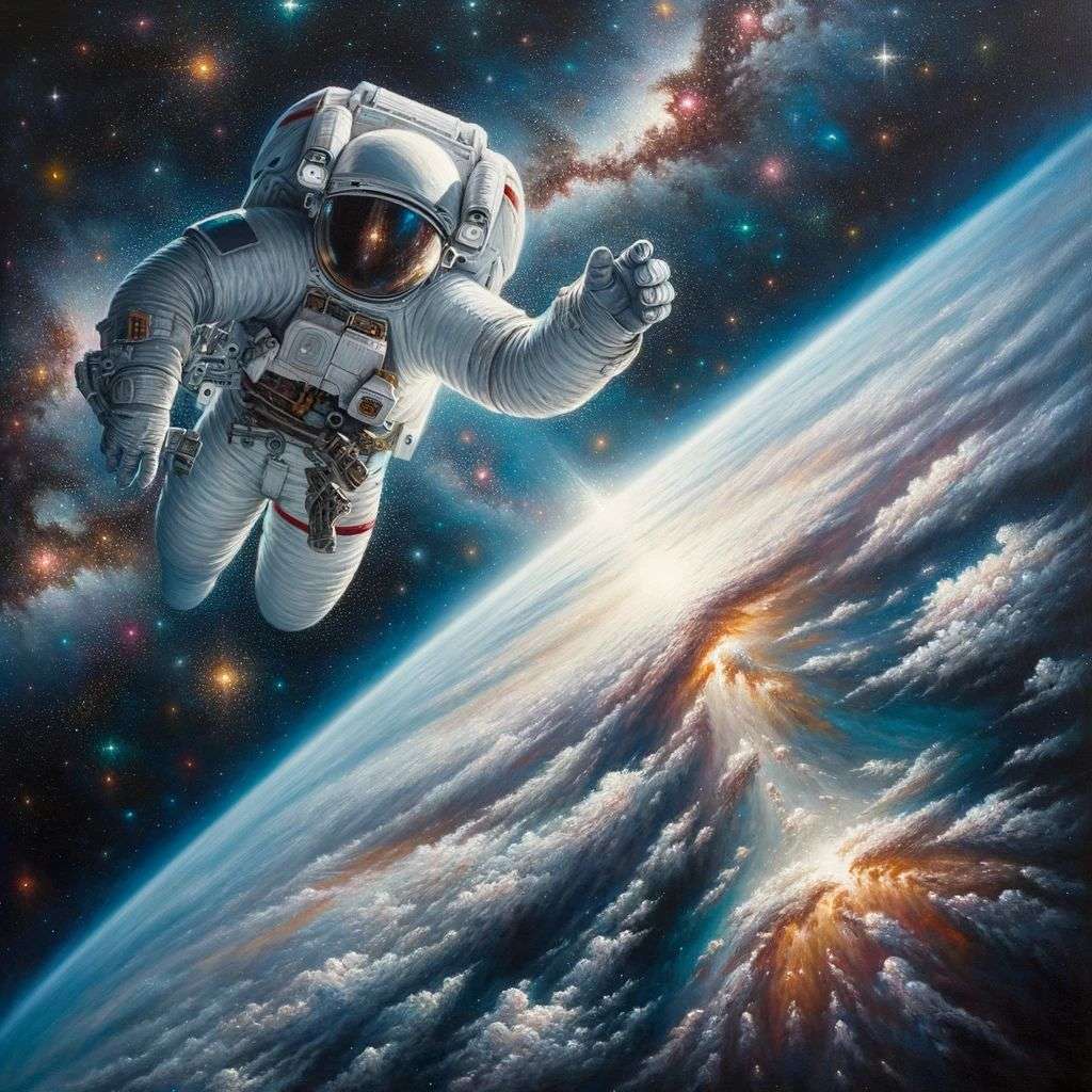 an astronaut, oil painting